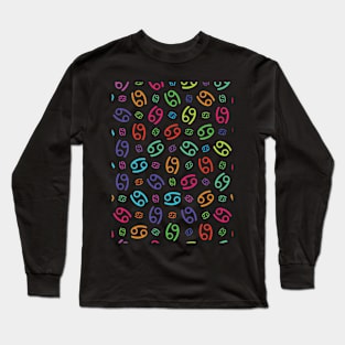 Pattern Cancer Zodiac Sign Horoscope Astrology Symbol Brown Long Sleeve T-Shirt